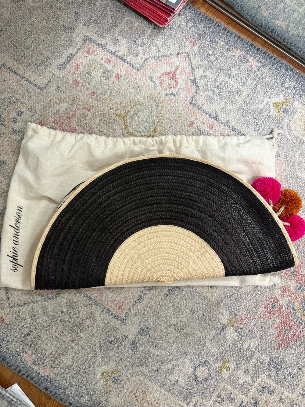 Sophie Anderson Half-Moon Straw Clutch
